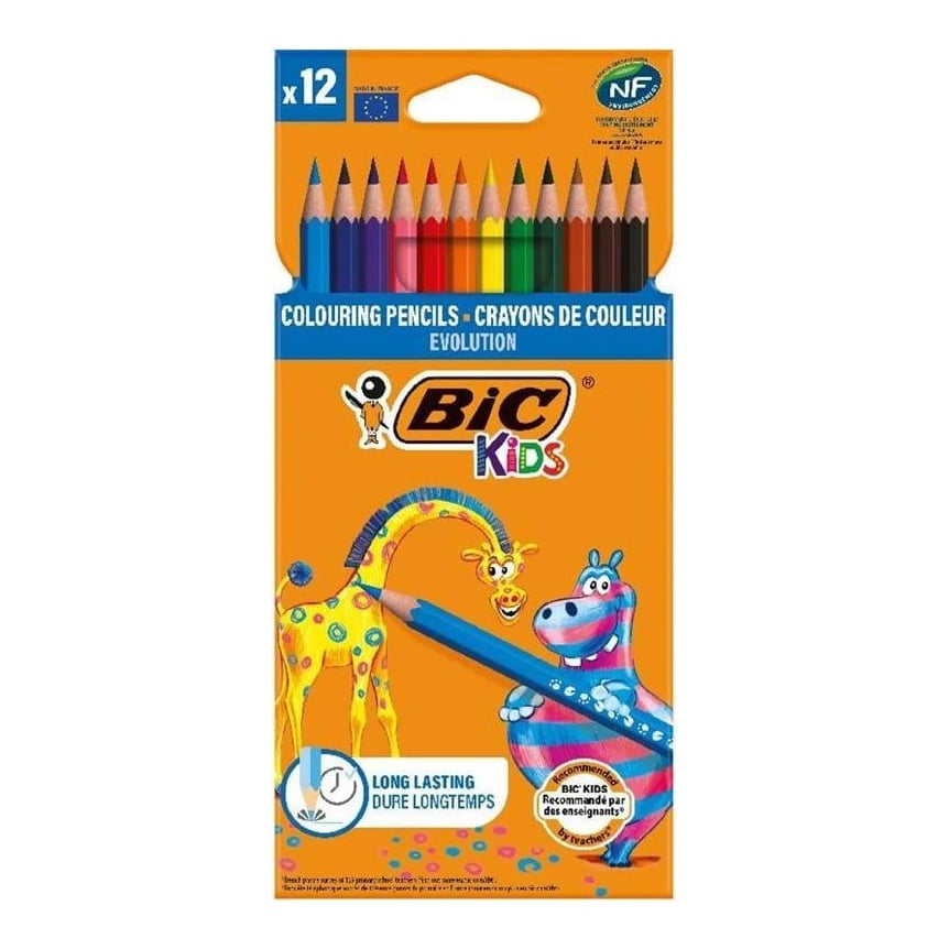 Creioane Colorate 12 Culori Evolution Bic