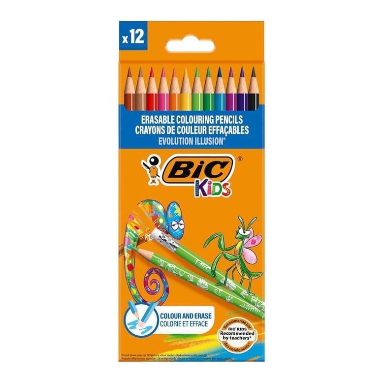 Creioane Colorate 12 Culori Evolution Illusion Bic