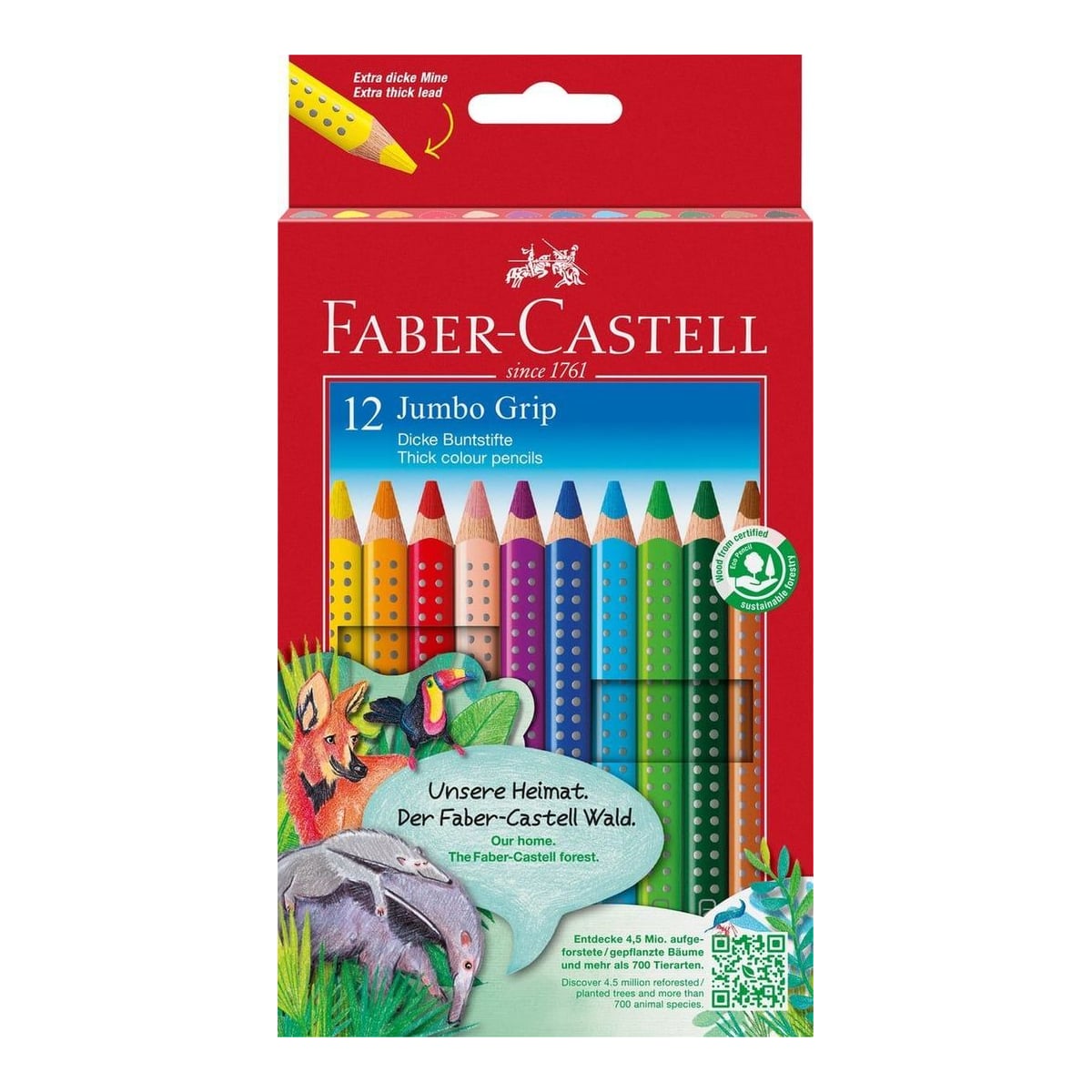Creioane Colorate 12 Culori Jumbo Grip Faber-castell