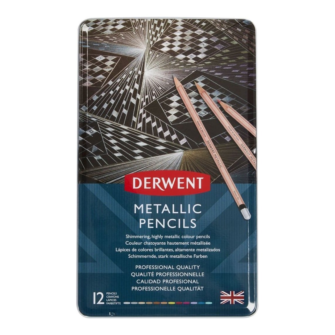 Creioane Colorate 12 Culori Metalizate Professional Derwent