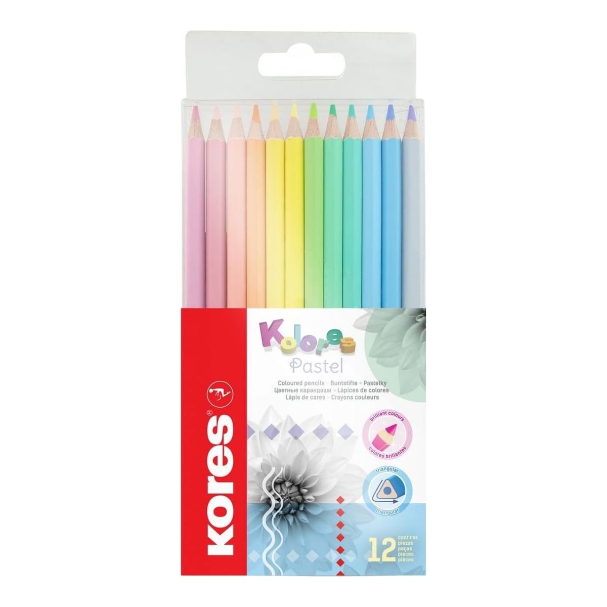 Creioane Colorate 12 Culori Pastel Kores