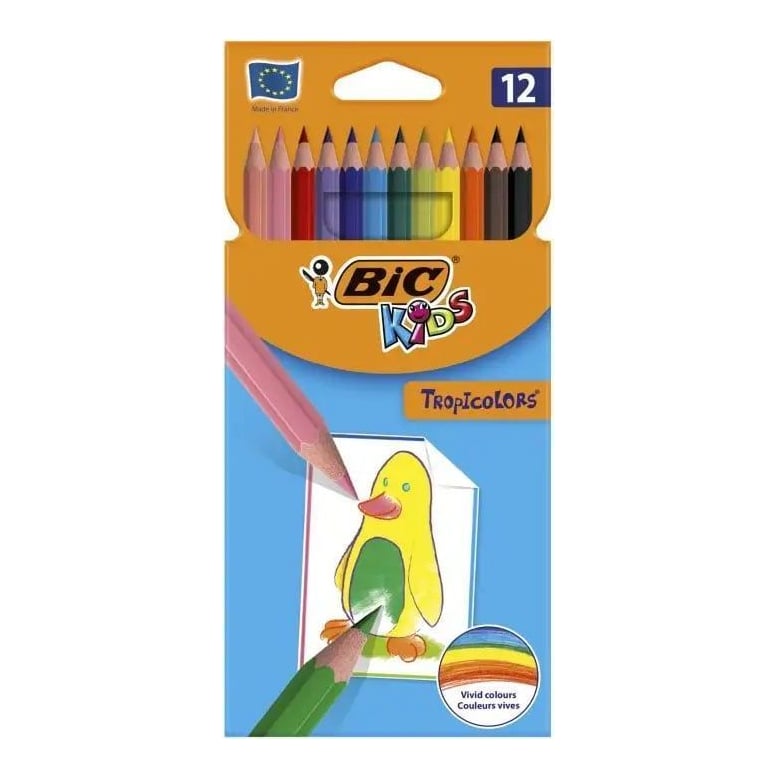 Creioane Colorate 12 Culori Tropicolors Bic