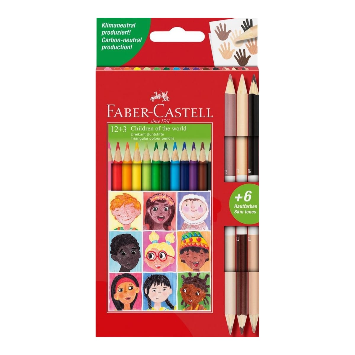 Creioane Colorate 12+3 Cr. Bicolore Piele Children Of The World Faber-castell