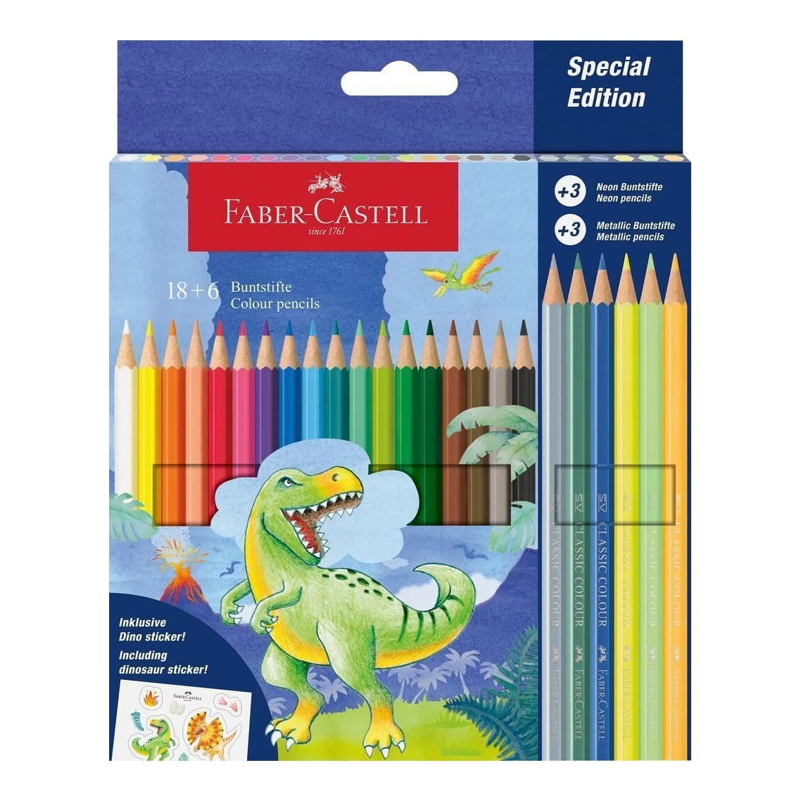 Creioane Colorate 18+6 Culori Dinozauri Faber-castell