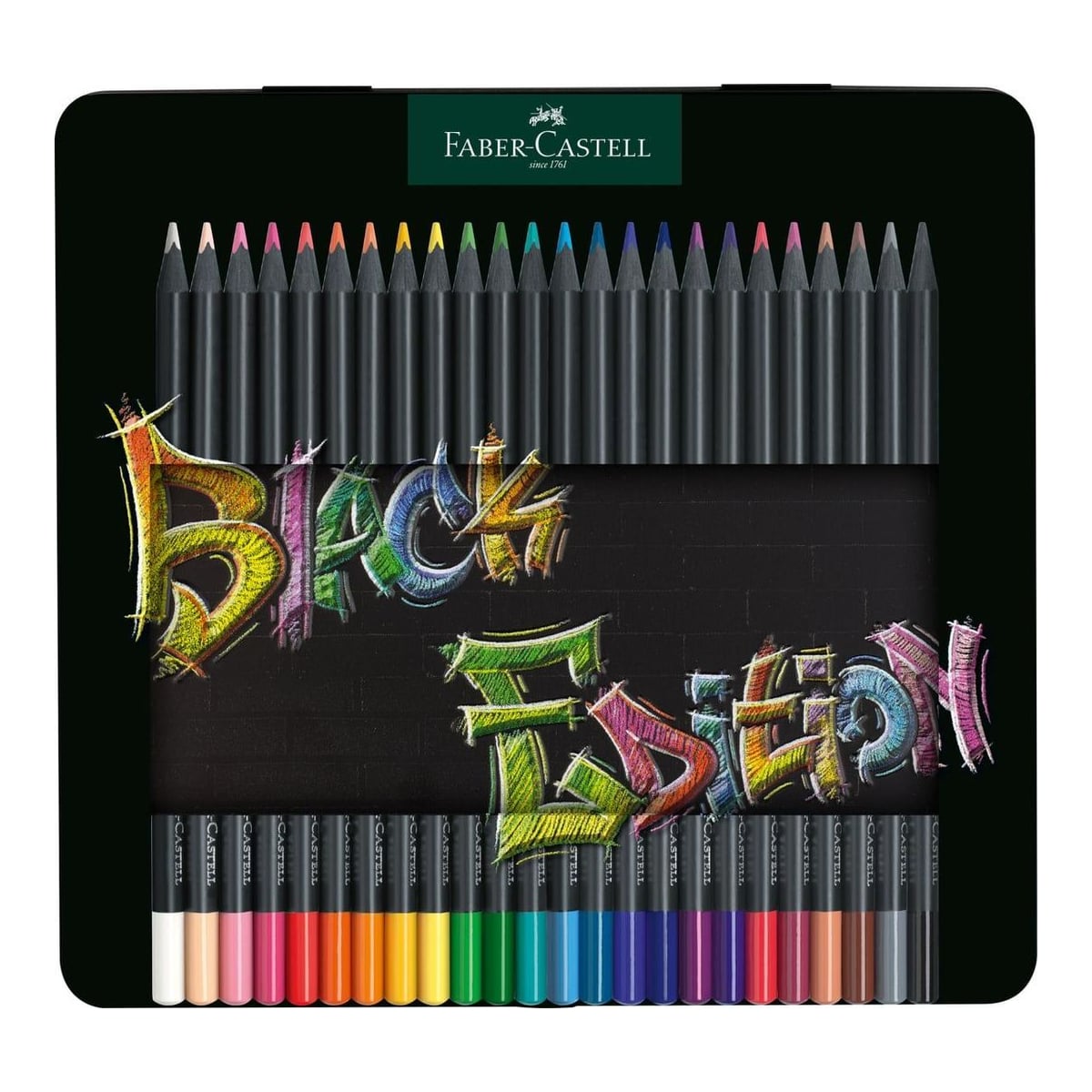 Creioane Colorate 24 Culori Black Edition Cutie Metal Faber-castell