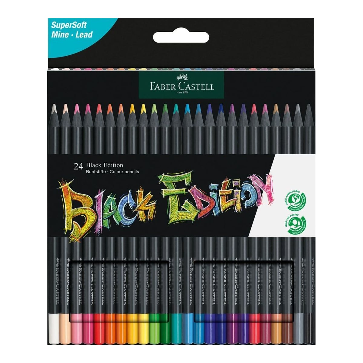 Creioane Colorate 24 Culori Black Edition Faber-castell