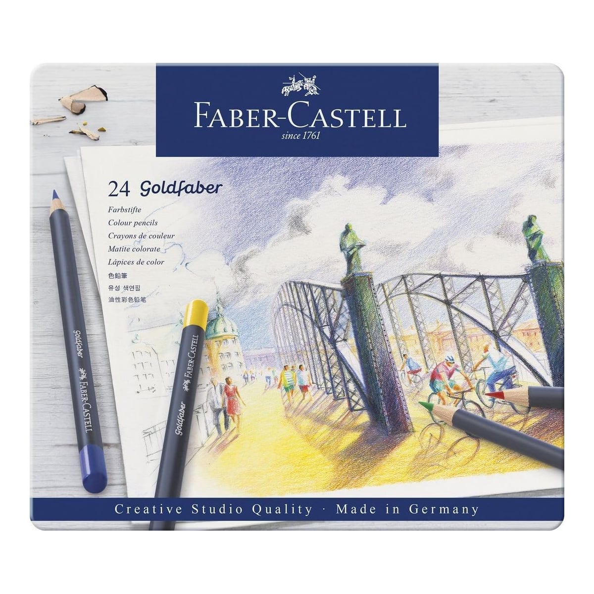 Creioane Colorate 24 Culori Goldfaber Cutie Metal Faber-castell