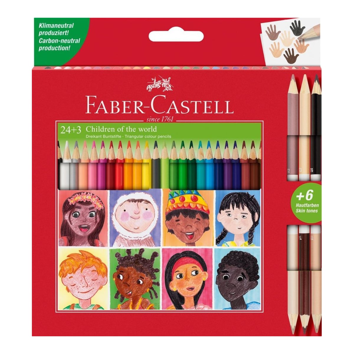 Creioane Colorate 24+3 Cr. Bicolore Piele Children Of The World Faber-castell