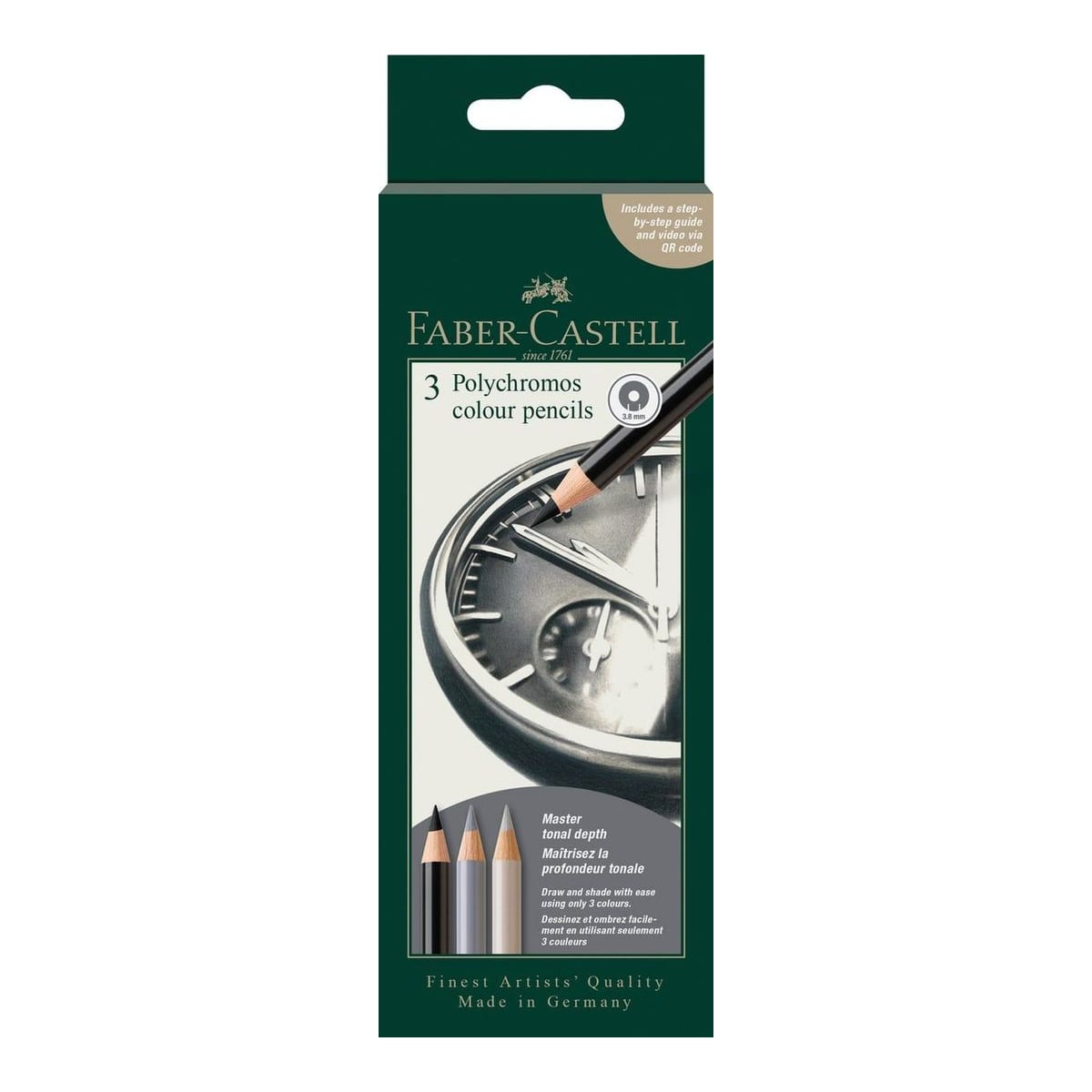 Creioane Colorate 3 Culori Tonuri Gri Clock Polychromos 2026 Faber-castell