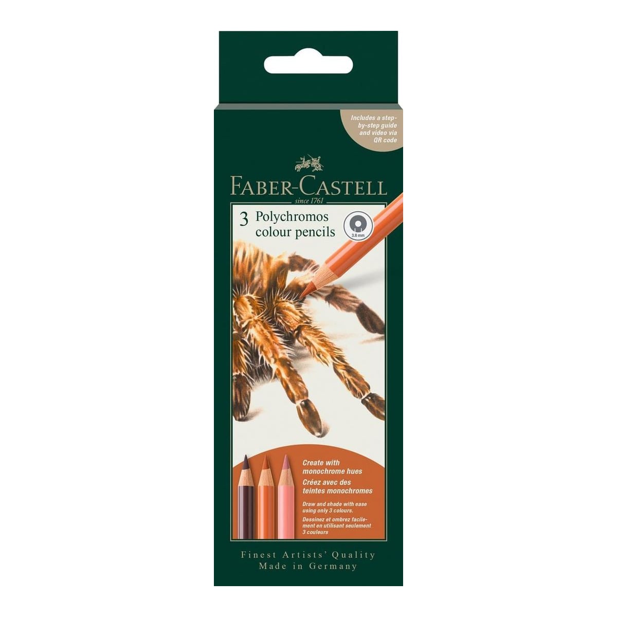 Creioane Colorate 3 Culori Tonuri Maro Spider Polychromos 2026 Faber-castell