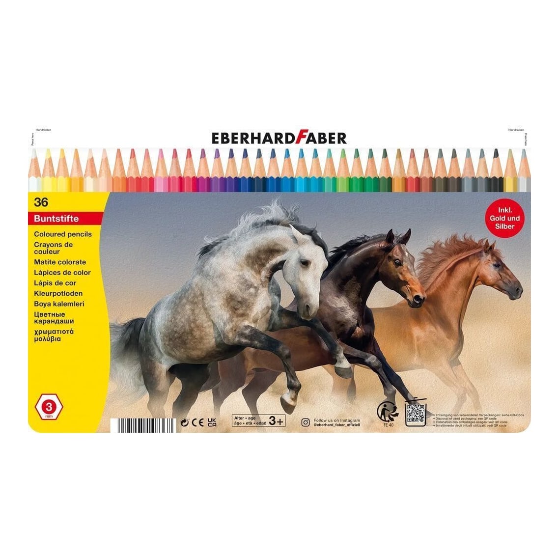 Creioane Colorate 36 Culori Cutie Metal Eberhard Faber