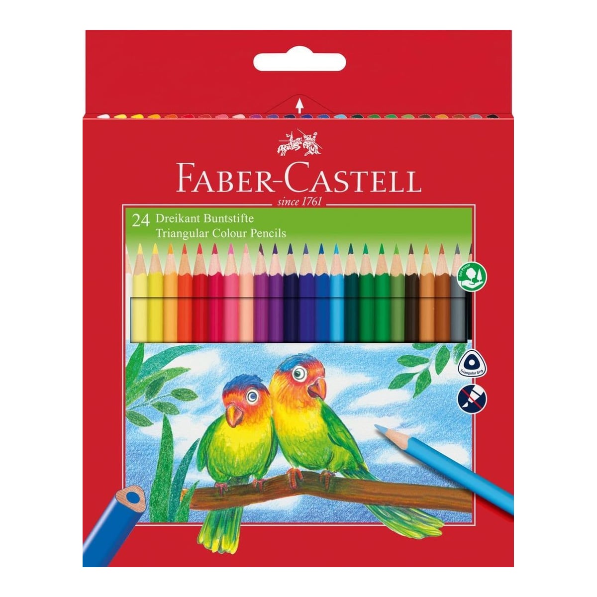 Faber-Castell Creioane Colorate Triunghiulare 24 Culori + Ascutitoare Eco Fabe