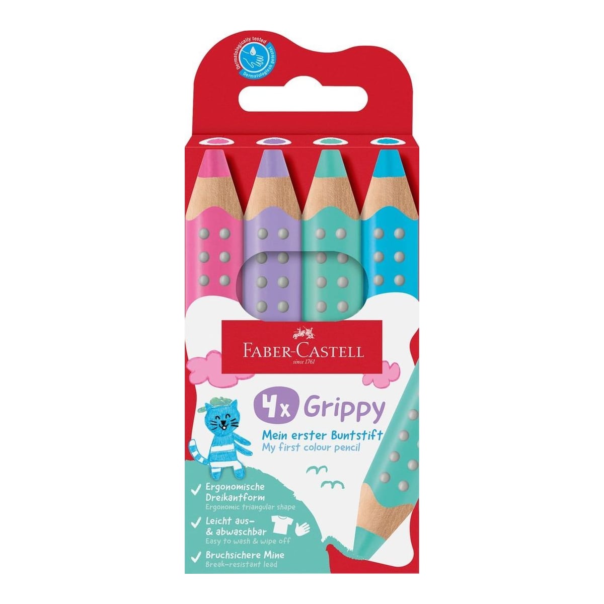 Creioane Colorate Xxl 4 Culori Pastel Grippy Faber-castell