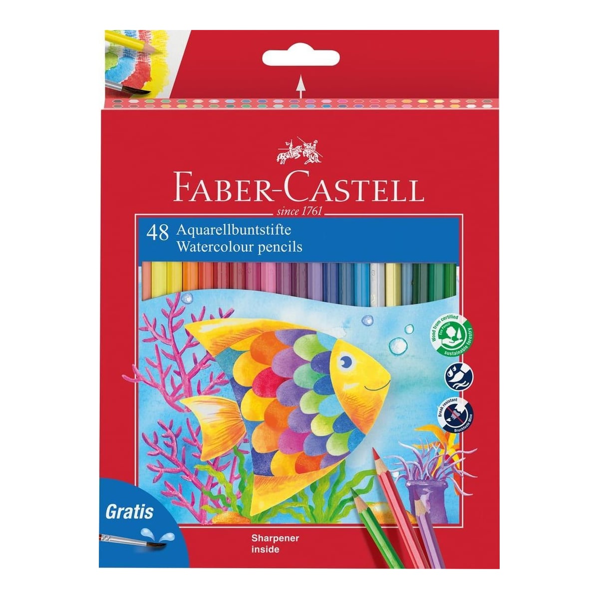 Creioane Colorate Acuarela 48 Buc + Pensula Faber-castell