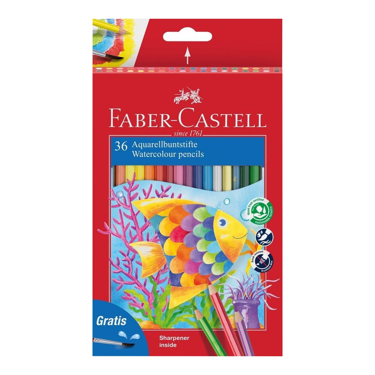 Creioane Colorate Acuarela 36 Buc + Pensula Faber-castell
