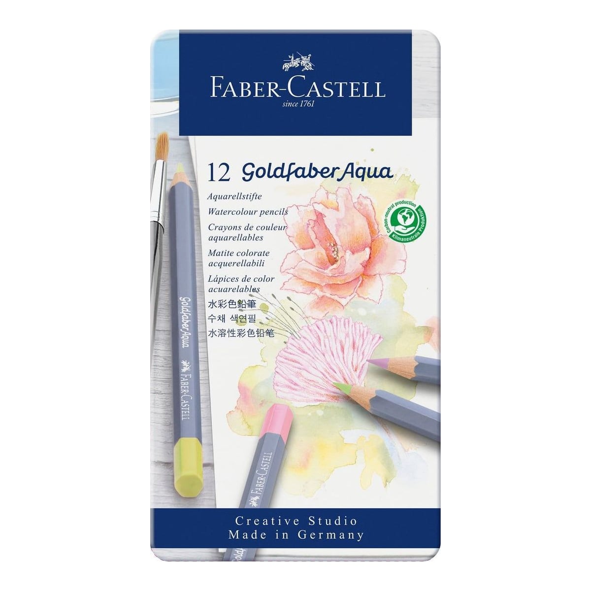 Faber-Castell Creioane Colorate Aquarelle 12 Culori Pastel Goldfaber Cut. Metal Faber Castell
