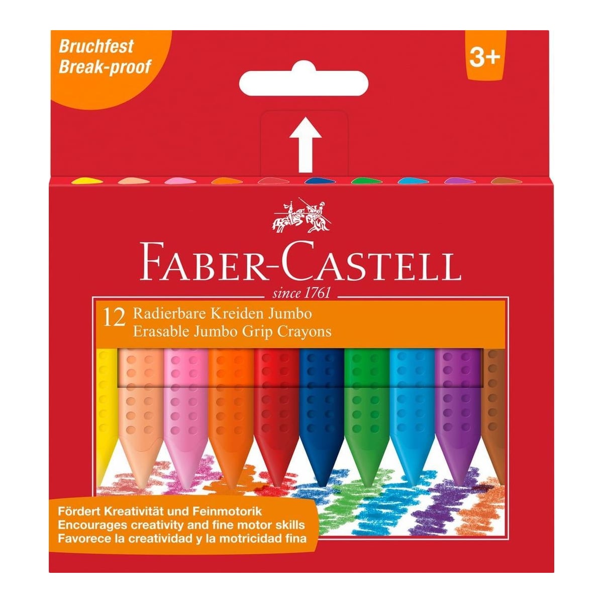 Creioane Colorate Plastic 12 Culori Jumbo Grip Faber-castell