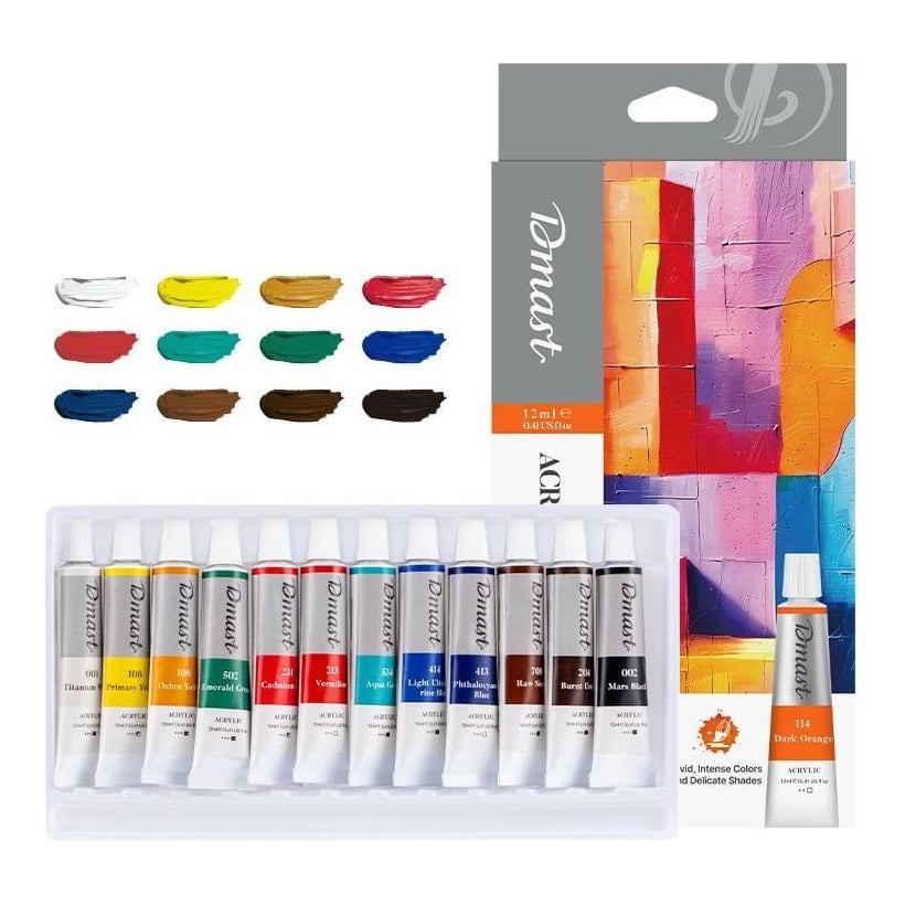 Culori Acrilice Profesionale 12 Culori 12ML Dmast By Pebeo