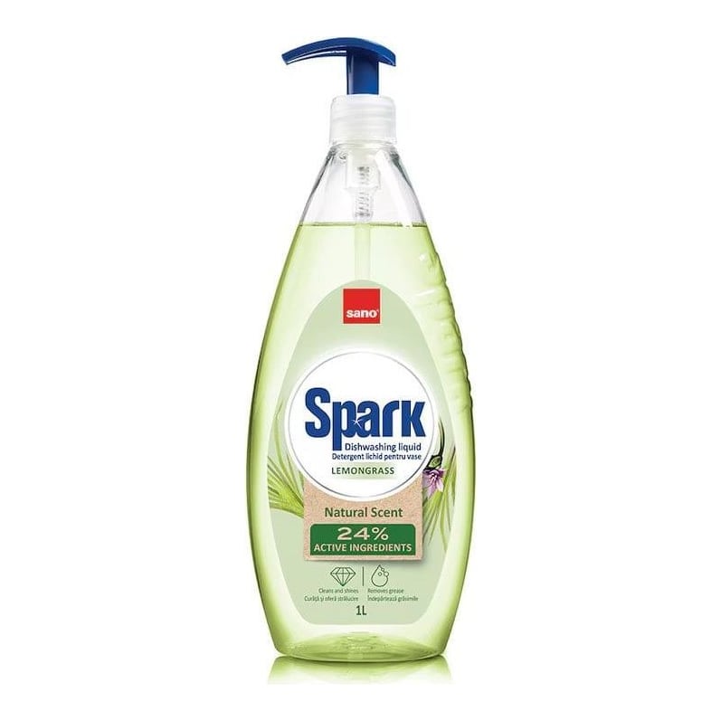 Detergent Vase Lemongrass Cu Pompita 1L Sano Spark