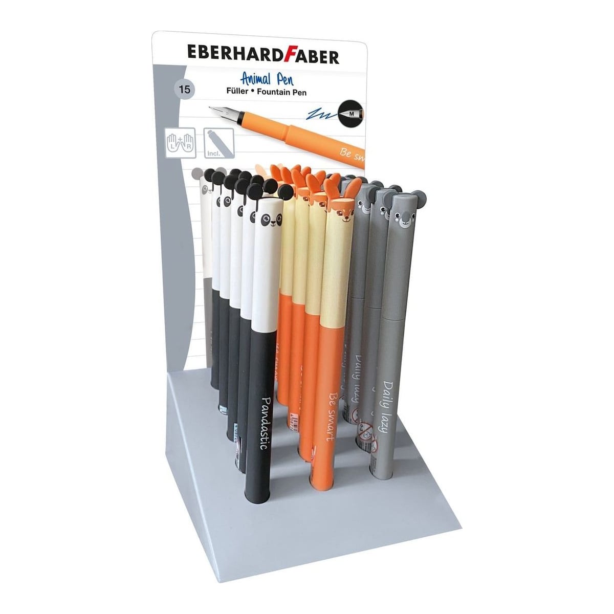 Display 15 Stilouri Animal Culori Asortate Eberhard Faber