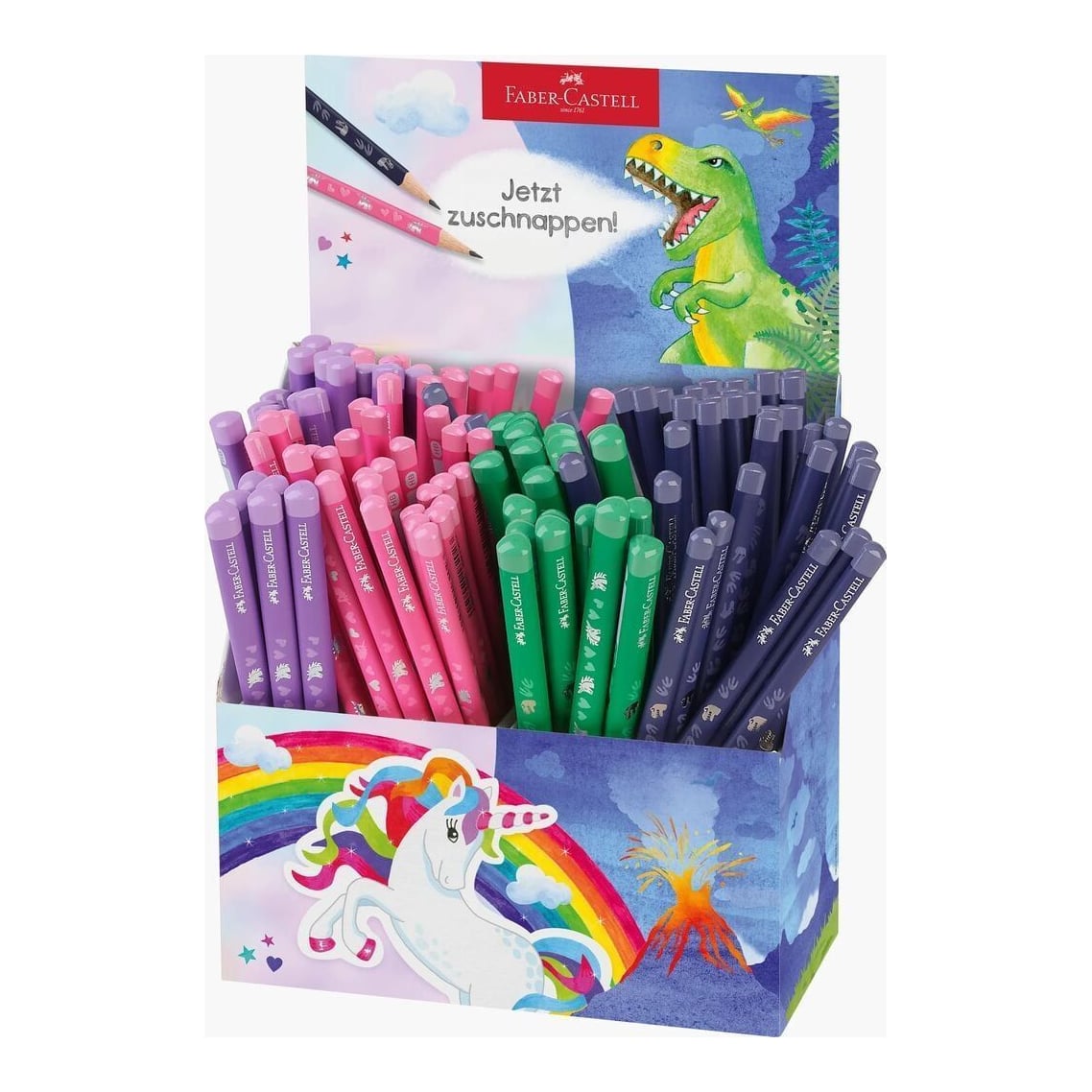 Display 120 Buc Creion Grafit Standard Si Jumbo Unicorni Si Dinozauri Faber-castell