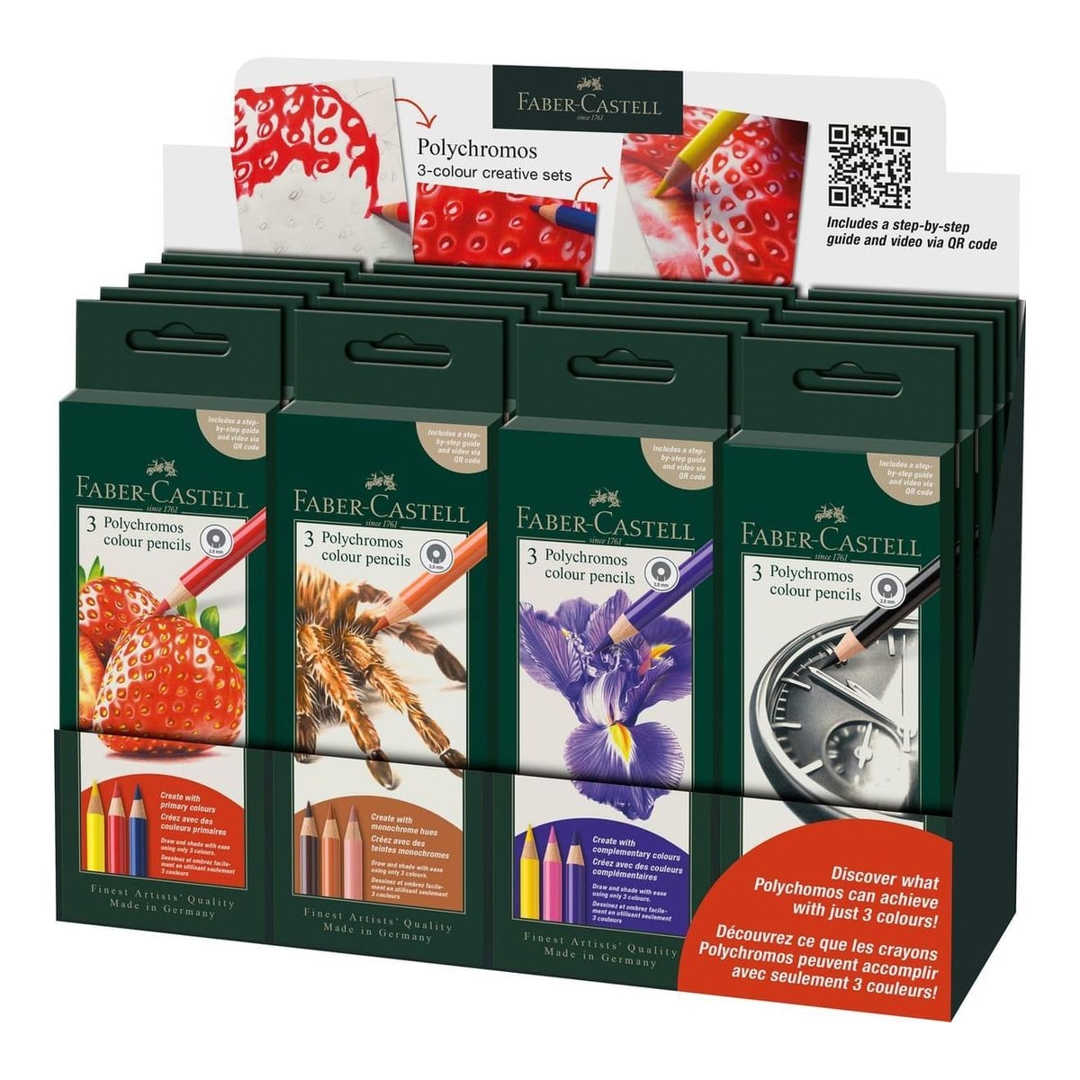 Display 20 Seturi Creioane Colorate 3 Culori Polychromos 2026 Faber-castell