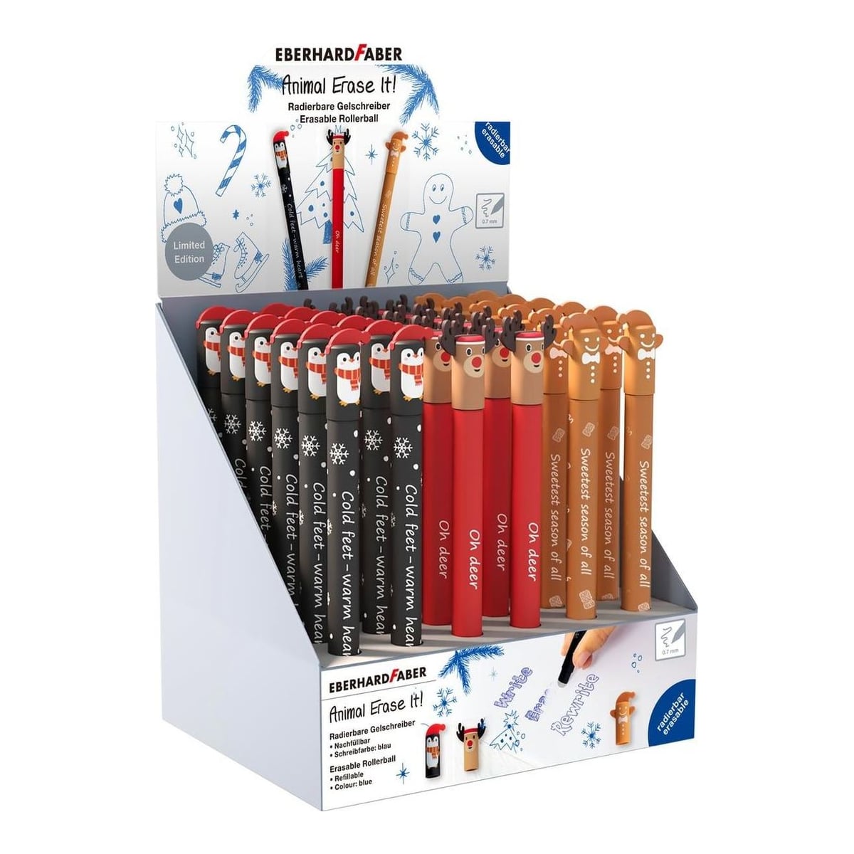 Display 36 Rollere 0.7 Mm Albastru Erasable Winter Edition 2025 Eberhard Faber