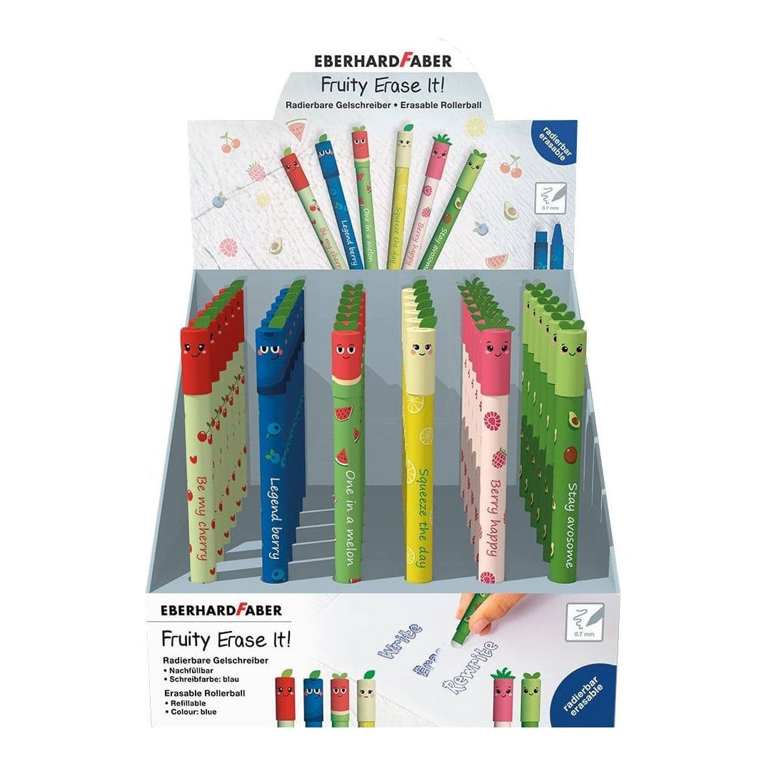 Display 36 Rollere 0.7 Mm Albastru Erasable Fructe Eberhard Faber