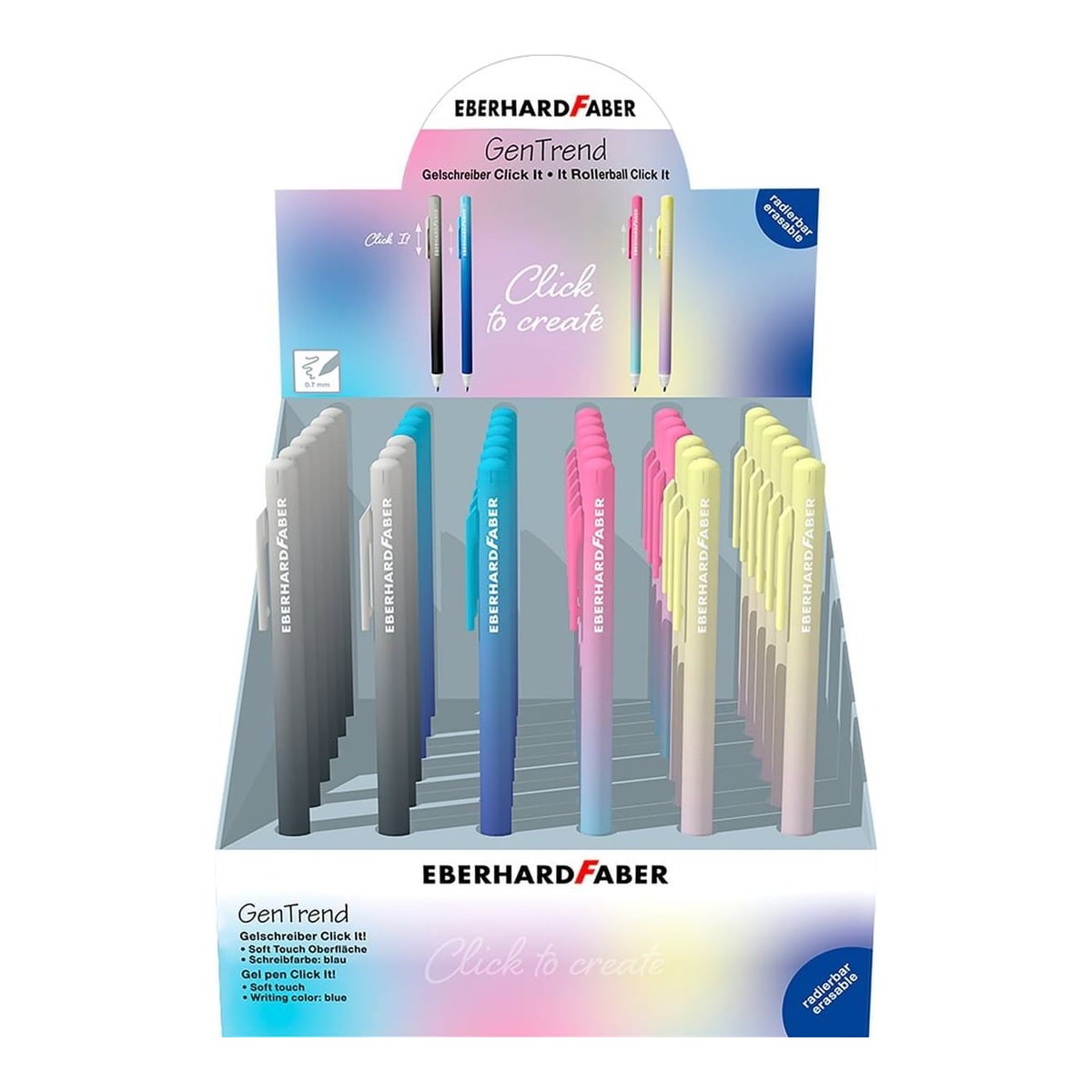 Display 36 Rollere 0.7 Mm Albastru Erase-it Click Eberhard Faber