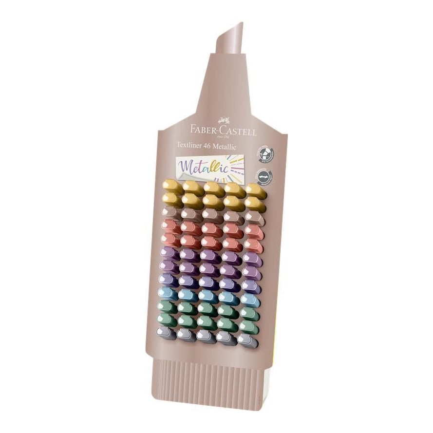 Display 60 Bucati Textmarkere Metalizate Pen Shape Faber-castell