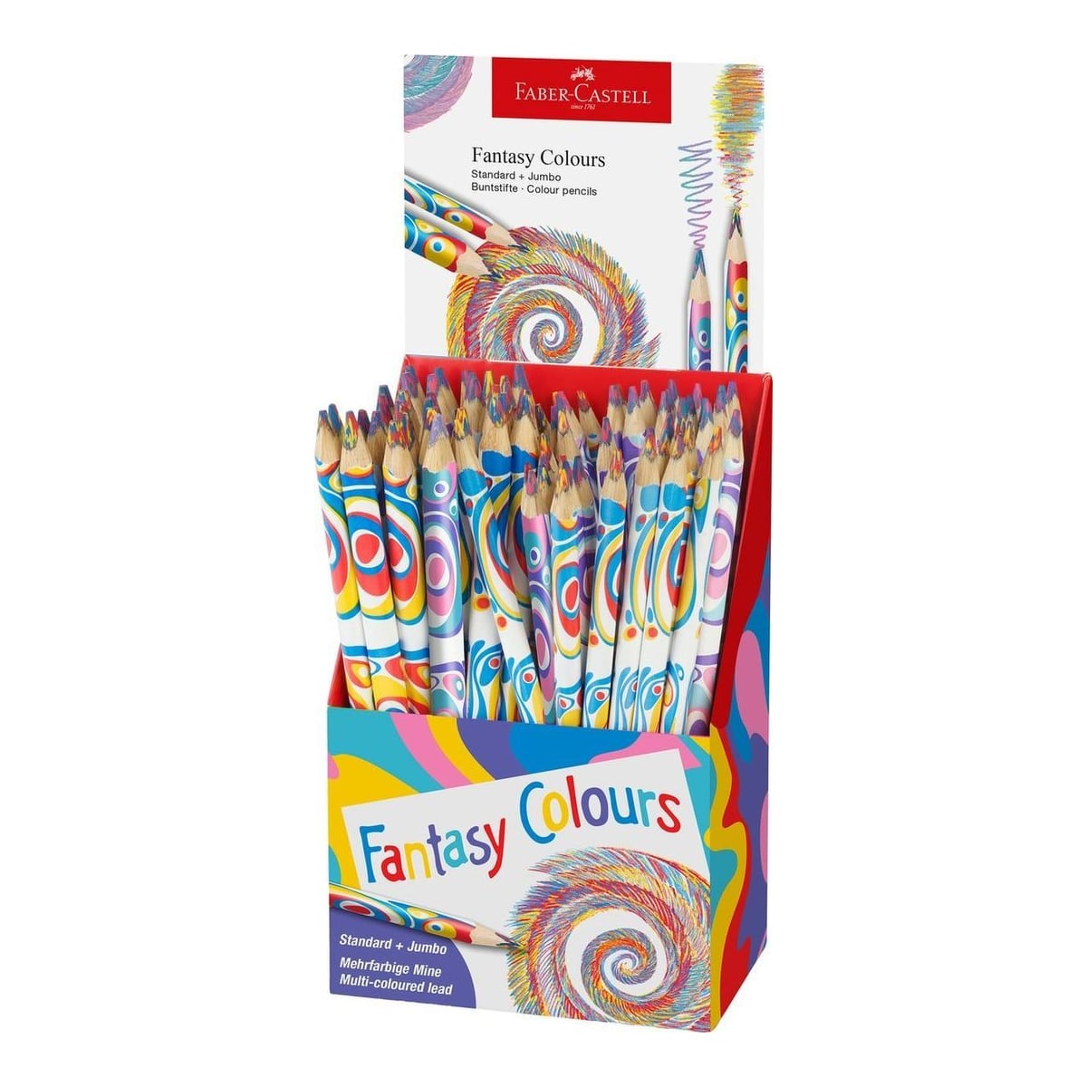 Display 84 Creioane Colorate Standard + Jumbo Multicolor Fantasy Faber-castell