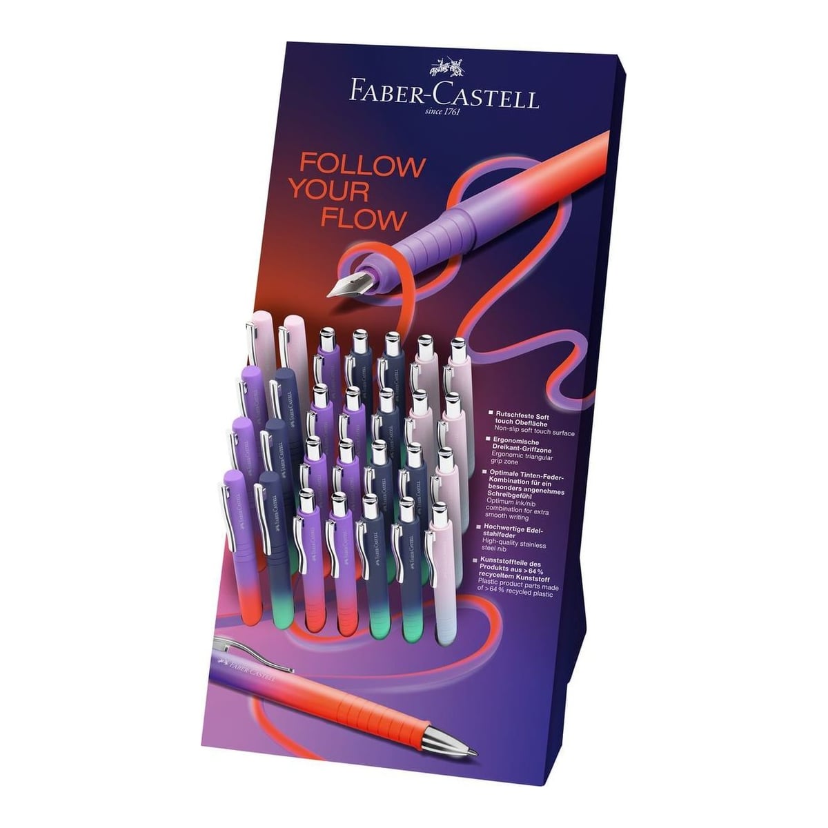 Display 8 Stilouri +20 Pixuri Poly Flow Faber-castell