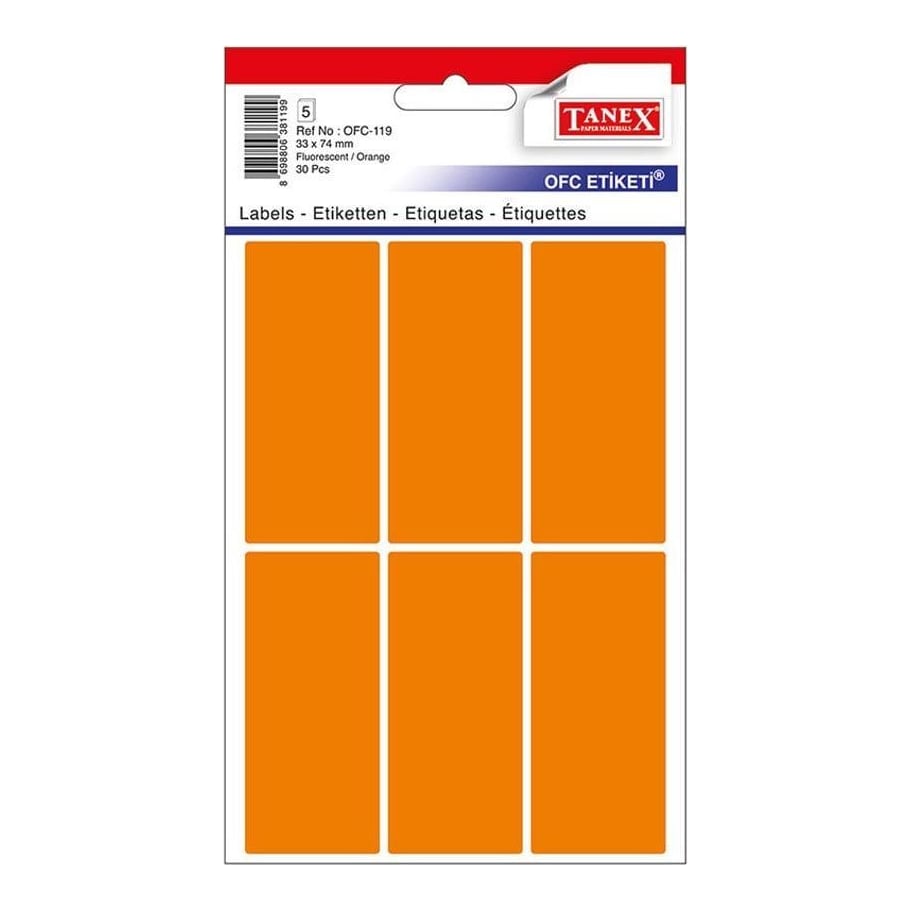 Etichete 33*74MM Colturi Rotunde Portocalii 30/Set Tanex