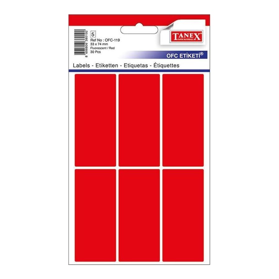 Etichete 33*74MM Colturi Rotunde Rosii 30/Set Tanex