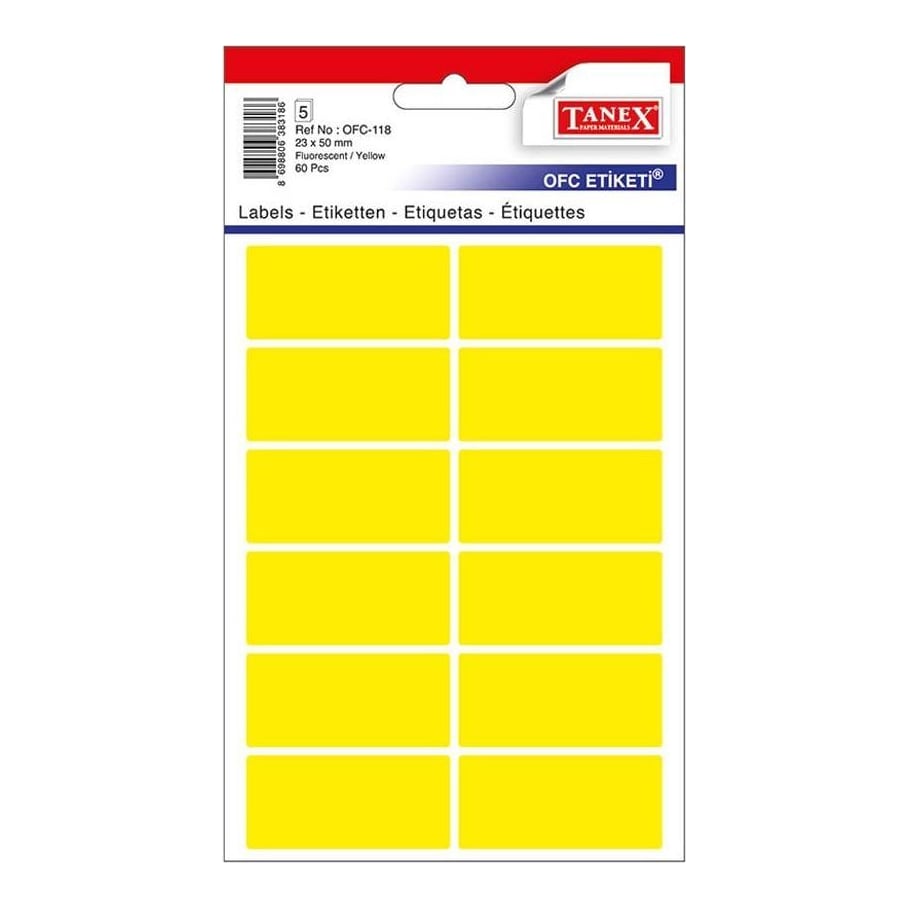 Etichete 23*50MM Colturi Rotunde Galbene 60/Set Tanex
