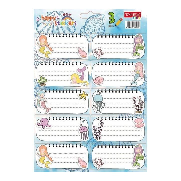 Etichete Scolare 30/Set Mermaids TLS-828 Tanex