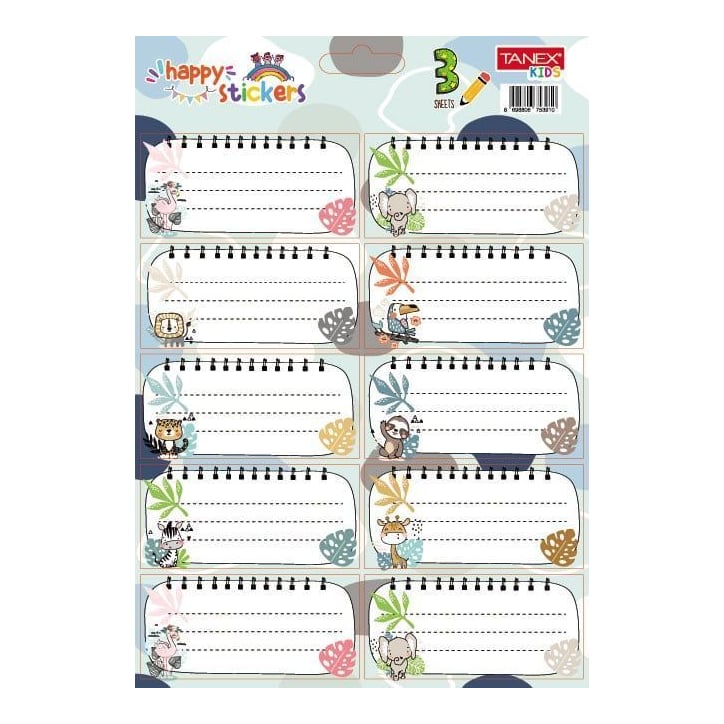 Etichete Scolare 30/Set Animale Salbatice TLS-833 Tanex