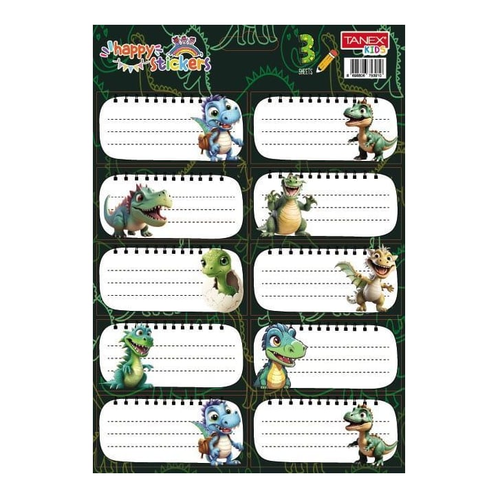 Etichete Scolare 30/Set Dino TLS-801 Tanex