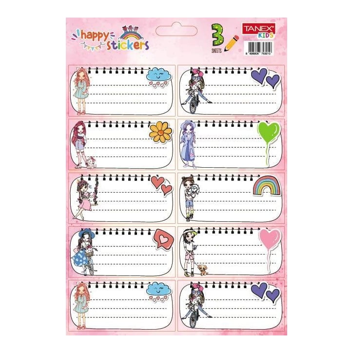 Etichete Scolare 30/Set Girls TLS-826 Tanex
