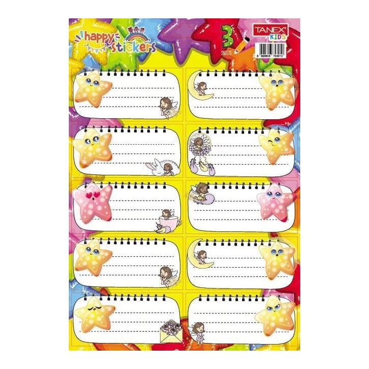 Etichete Scolare 30/Set Stars TLS-822 Tanex