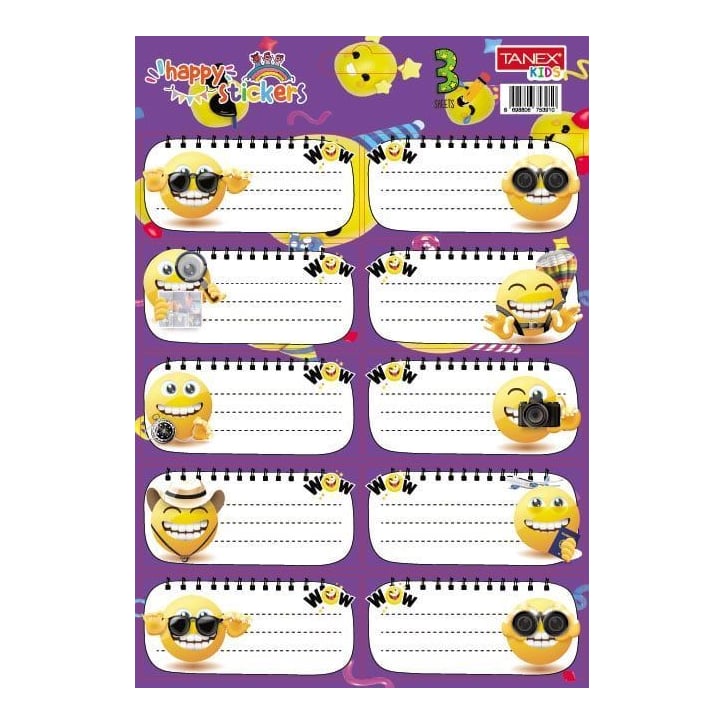 Etichete Scolare 30/Set Smileys TLS-803 Tanex