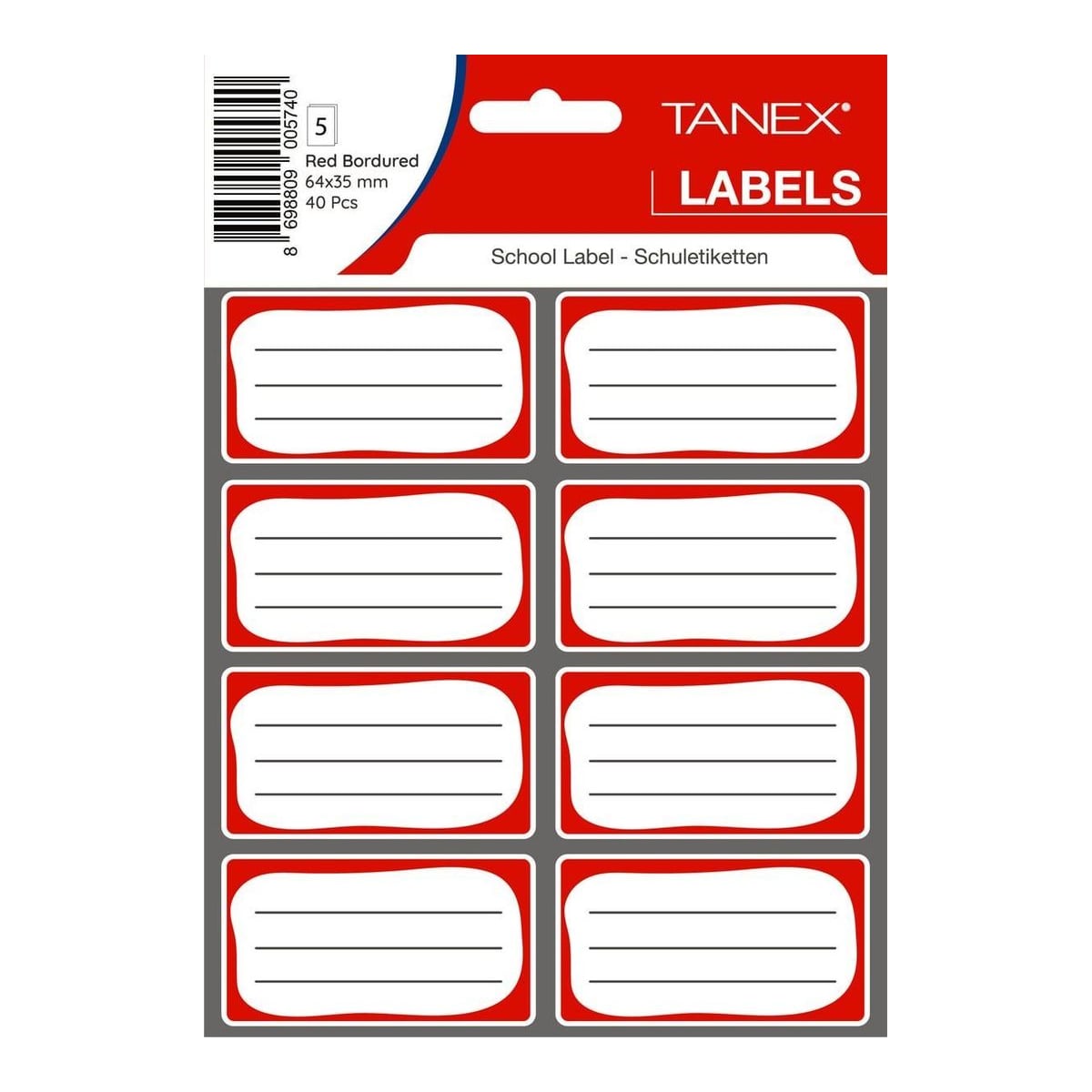 Etichete Scolare 40/Set Rosii Tanex