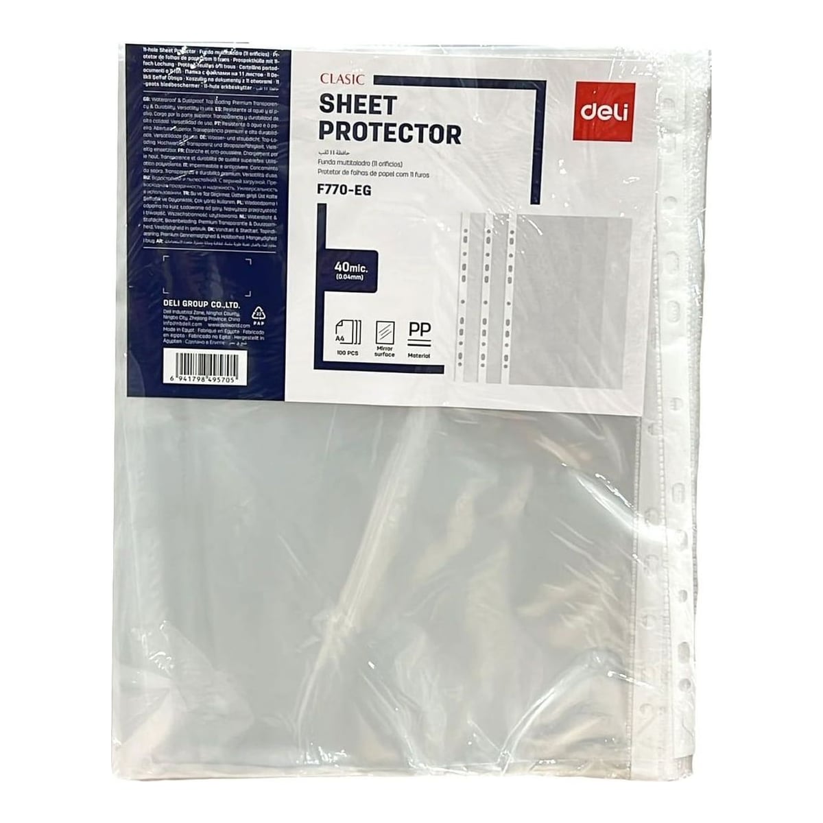 Folie Protectie A4 Cristal 40 Mic 100/Set Deli