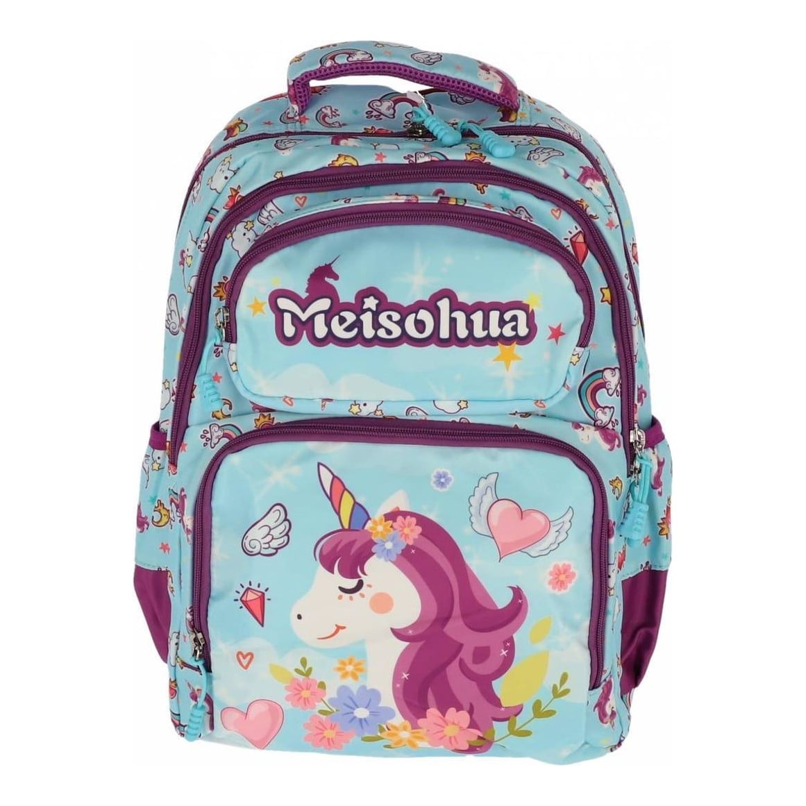 Ghiozdan Clasa 0 Unicorn Blue Mov 4 Fermoare Pigna