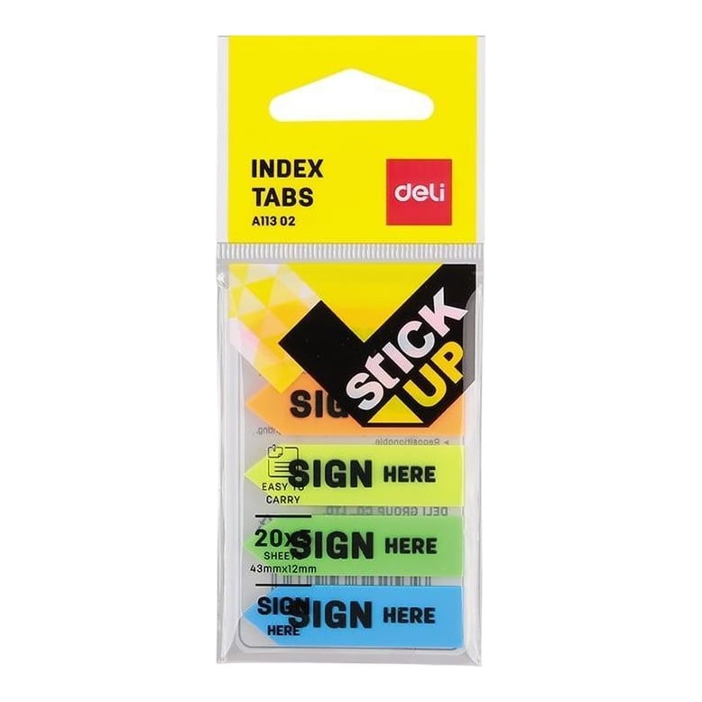 Index Adeziv Plastic Sign Here 12*44MM 5 Culori 20 File Deli