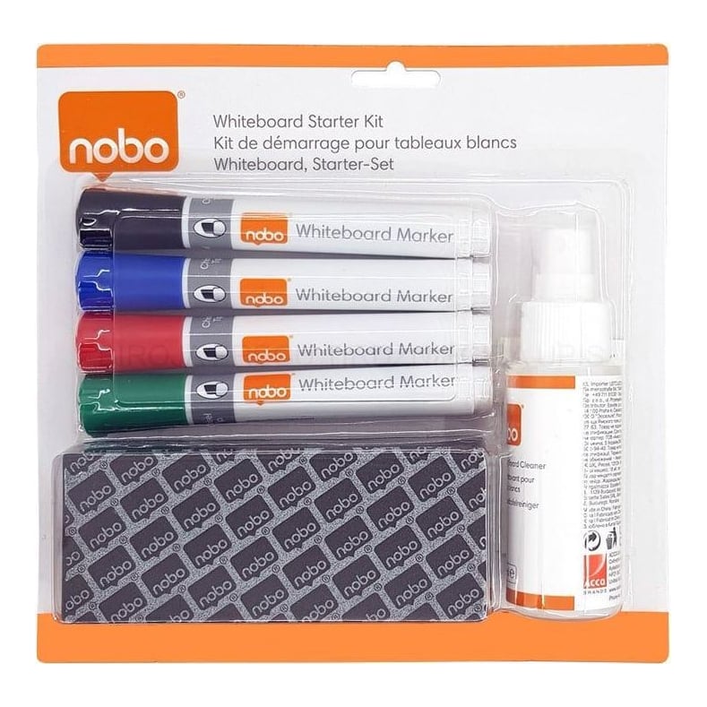 Kit Whiteboard (4 Markere + Burete + Rezerva + Spray 50ML) Nobo