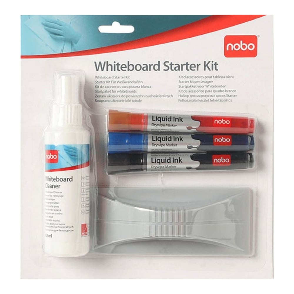 Kit Whiteboard 3 Markere+burete Magnetic+spray Curatare 125 Ml Nobo