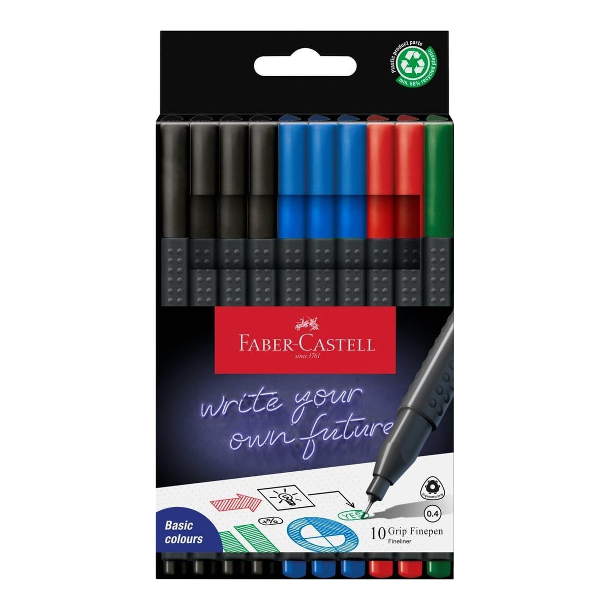 Liner 0.4MM Set 10 Office A,n,r,v Grip Faber-castell