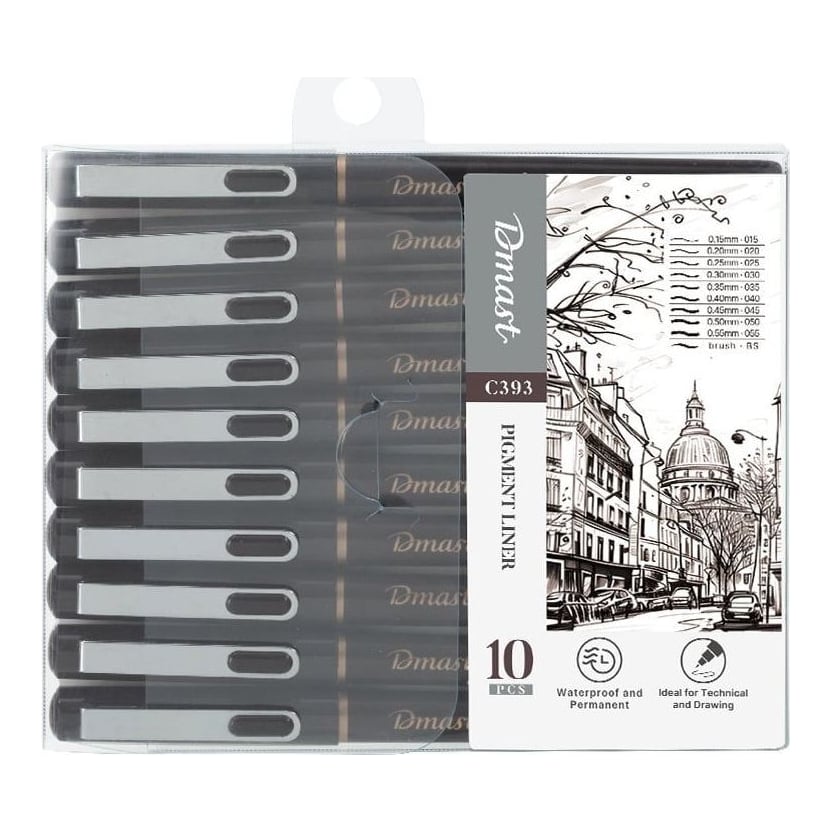 Liner Pigment Set 10 Buc Negru Dmast By Pebeo
