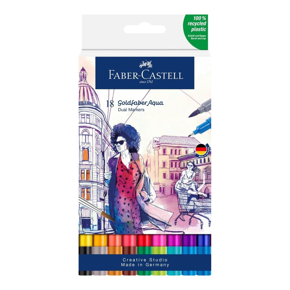 Marker Solubil 2 Capete Set 18 Buc Goldfaber Faber-castell